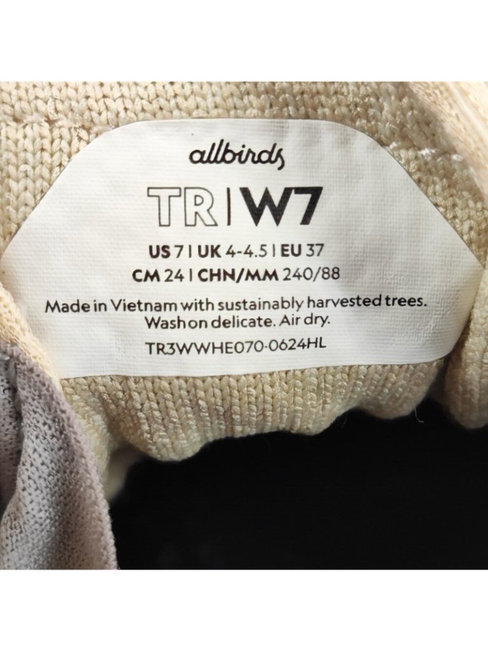 Allbirds Tree Runner Women's Size 7 US Beige Knit Sneakers TR3WWHE070-0624HL - Picture 8 of 9